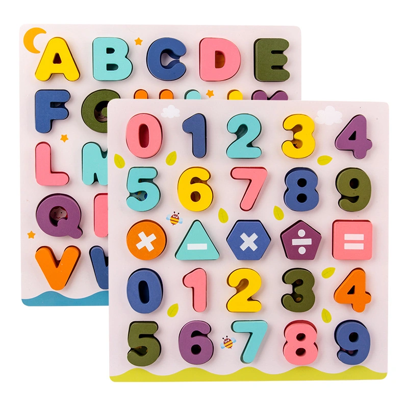 Wooden Colorful Letters and Numbers Cognitive Matching Puzzles Educational Toy for Infants and Children Early Childhood Education Kids Toy