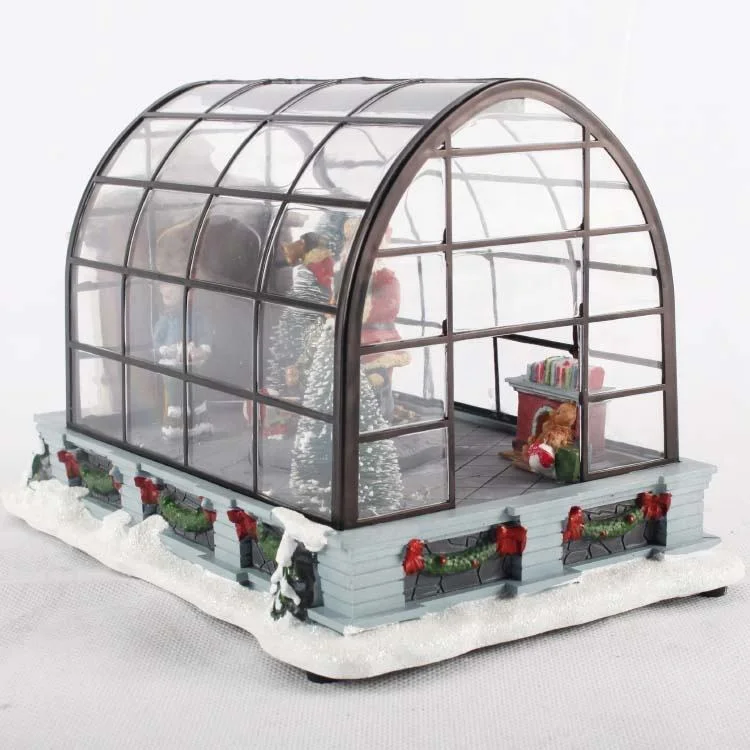 Mult-LED Lights up Animated Santa Acrylic Christmas House Box Ornament