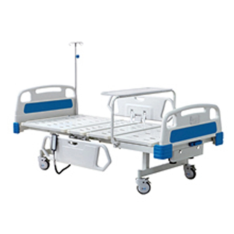 Estrictas especificaciones de madera de dos funciones médicas de acero plano Uncurved Stailess estilo Hospital cama Manual con barandilla de aluminio de Hospital