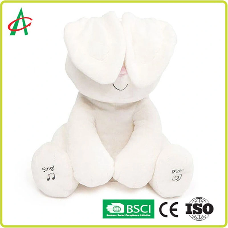 Custom High quality/High cost performance  Children Eduational Toys White Plush Rabbit Stuffed Animals with Music