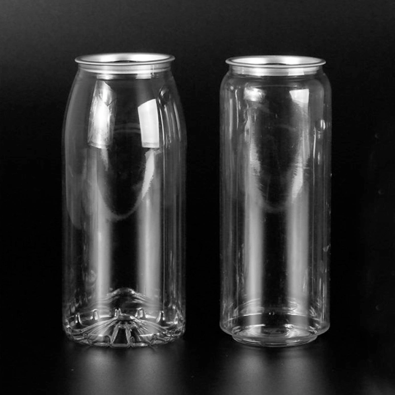 Hot Selling Clear 650ml Round Plastic Pop Can Beer Cooler Bottle with Easy Open End for Coke Sprite Beverage