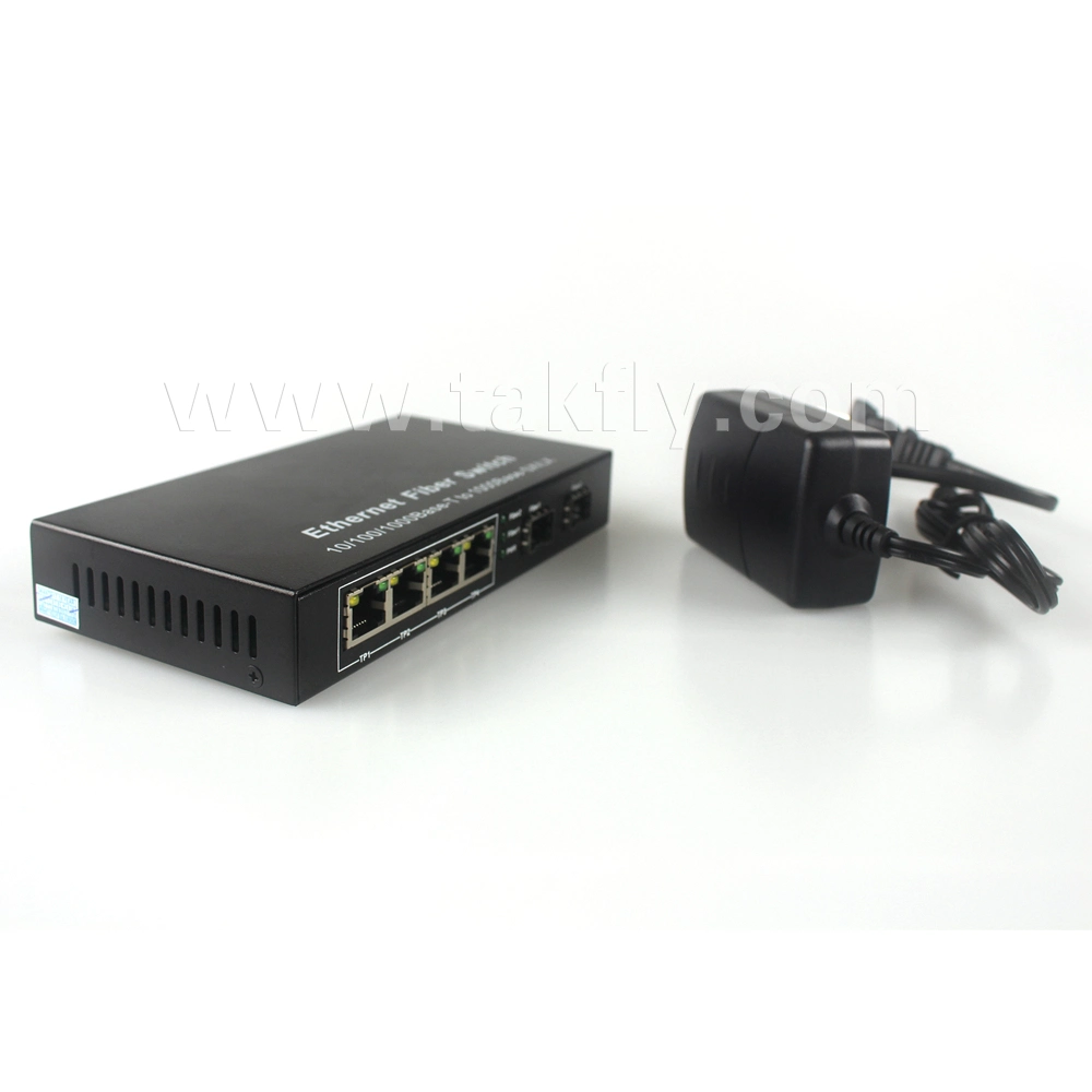 4 puerto RJ45 Conmutador Gigabit Ethernet de fibra
