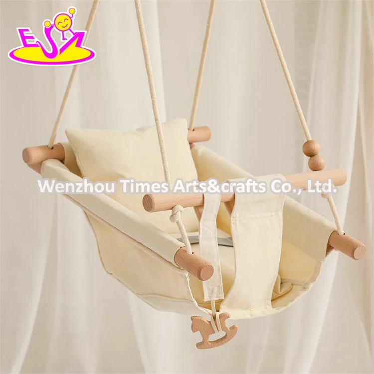 Indoor Outdoor Furniture Baby Wooden Hanging Swing Chair with Safety Belt W01d267