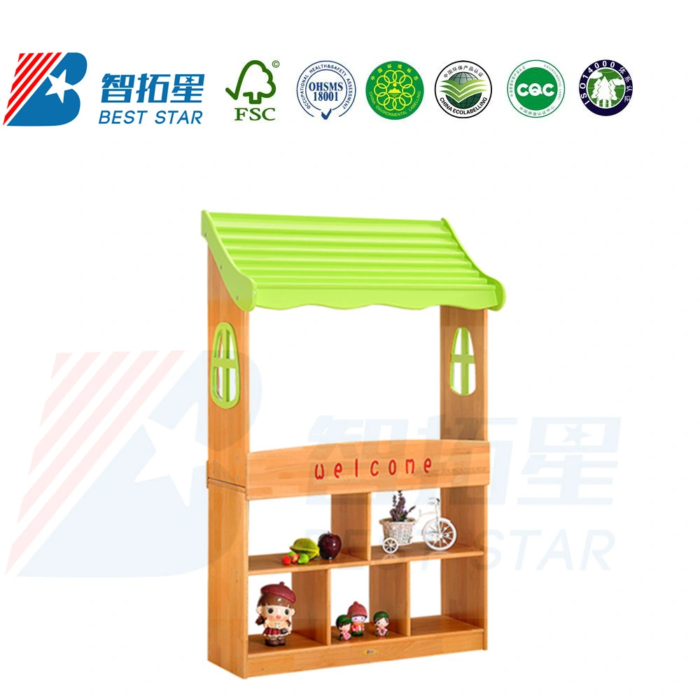 Kids Nursery School Dramatic Play, Kindergarten Preschool Kids Indoor Playground, Dress up and Role-Play Puppet Workstation, Wood Kitchen and House Play Set