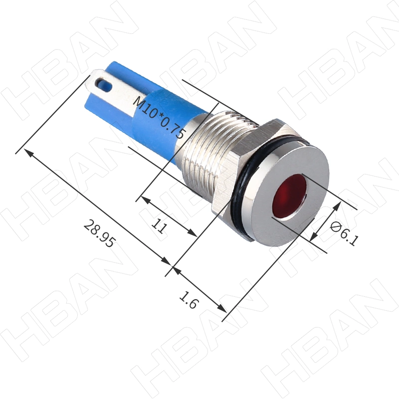 Fabricantes chinos 10mm Super Flat Head DOT Iluminación 12 Volt Lámpara de señalización roja de acero inoxidable