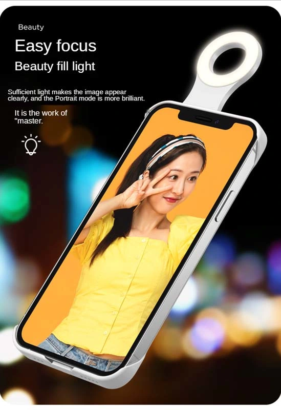 Para la carcasa de teléfono de luz de relleno de anillo Selfie LED de iPhone12 casos Para iPhone12PRO 11 Promax 12mini con Flash Light for Beauty Fotos de la caja