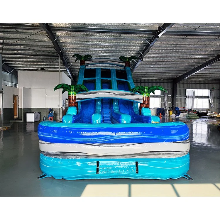 20FT Tall Green Tropical Tree Caribbean Storm Waterslide Inflatable Inflatable Water Slide