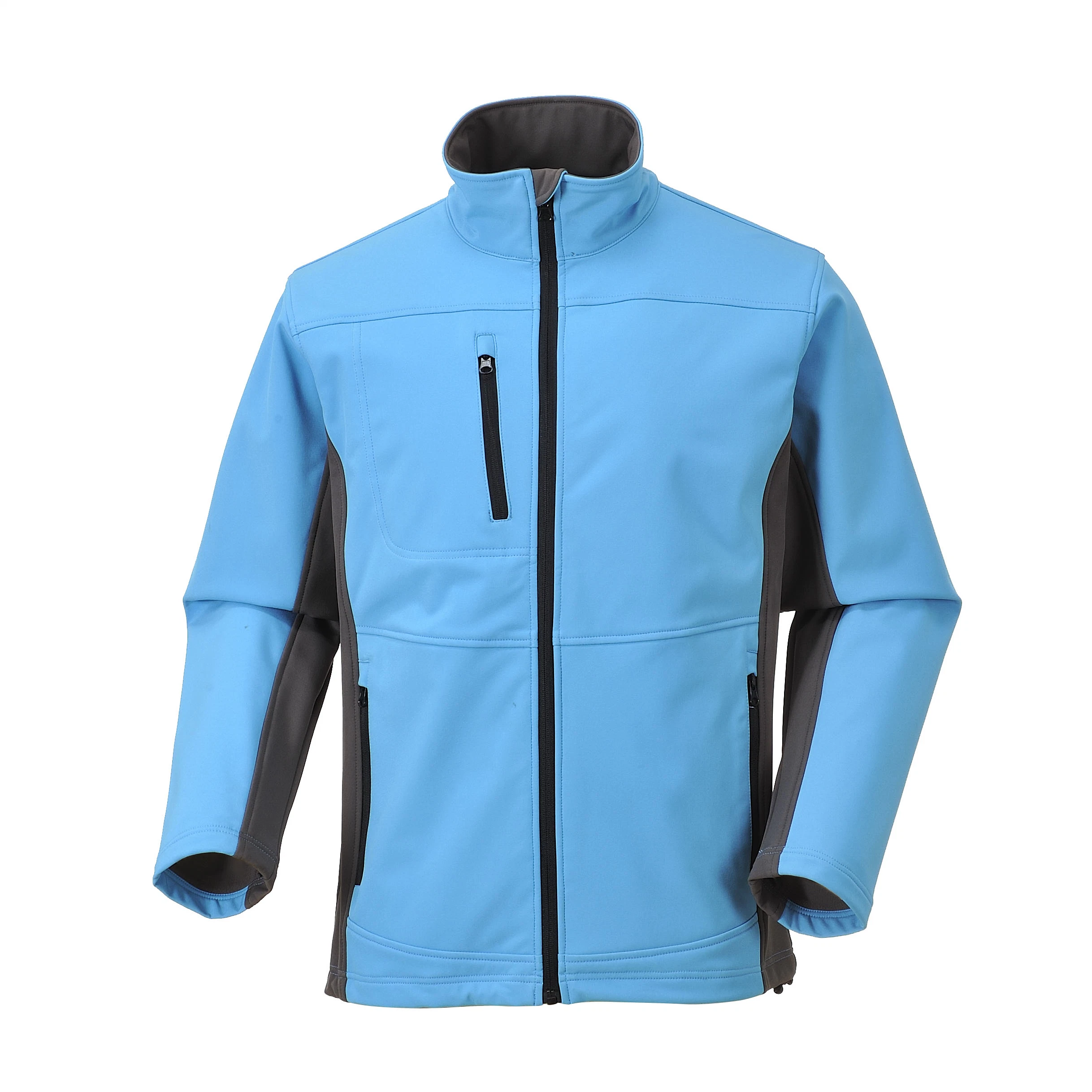 Security Zipper Pocket Polyester Zip Long Sleeve Jacket Full Hiking Sport Camping Waterproof Softshell Jacket