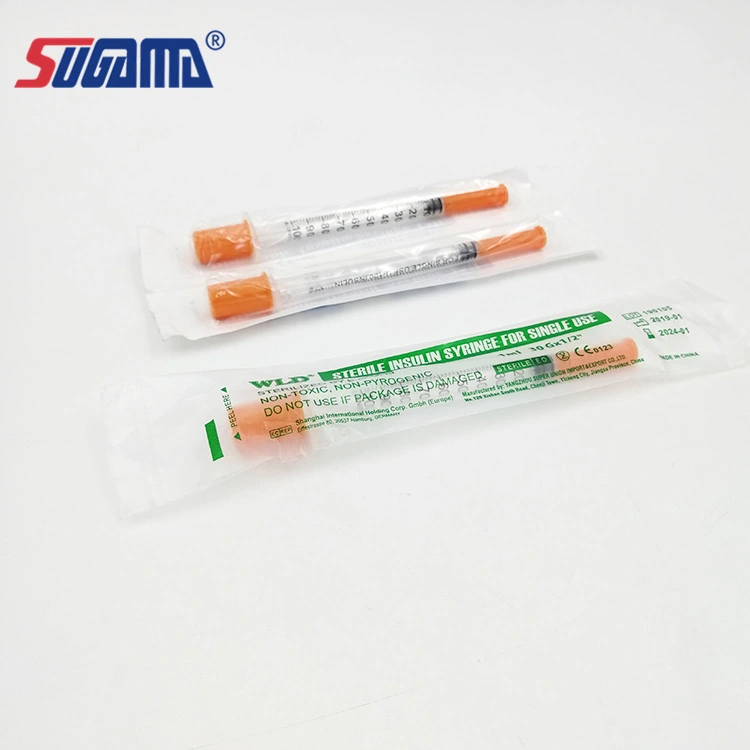 Medical Consumables Orange Cap Disposable Insulin Syringe Needle