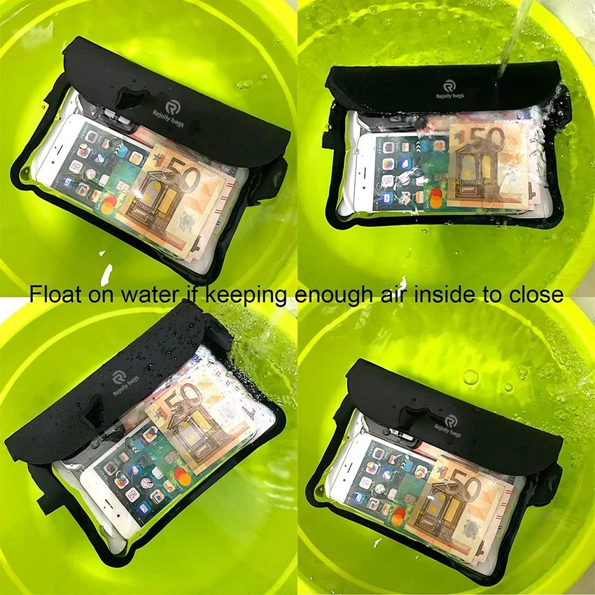 Wasserdichte Tasche mit Screen Touch-Taillenbund und verstellbarem Trageriemen Ihr Telefon Kindle Wallet Geld Wertsachen Dry Bags