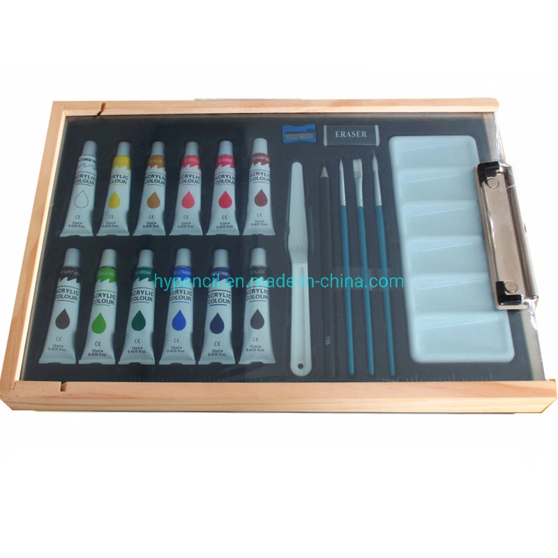 Conjunto de pintura de consumíveis Art Kit de desenho Artista 21PCS Art Set Em caixa de madeira