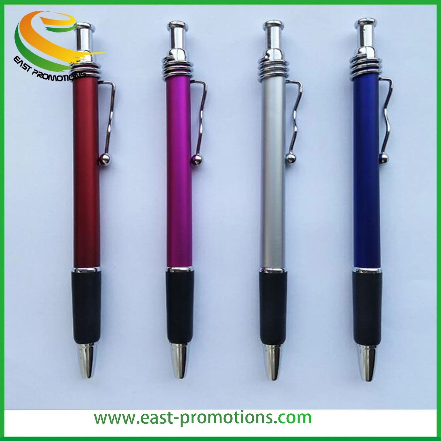 Custom Cheap Promotional Click Ball Point Pen with Metal Clip for Office Stationery