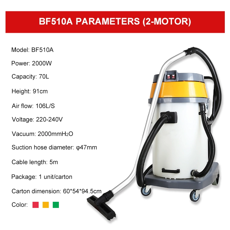 2000W Two Motor Wet/Dry Vacuum Cleaner - 70L Capacity