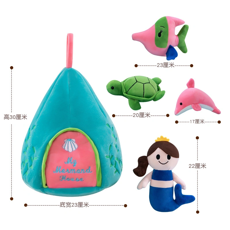 Jouet à vendre à chaud peluche personnalisée Mermaid/poisson/dauphin/Tortue avec maison