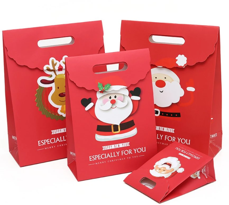 Christmas Gift Paper Bag Christmas Eve Promotion Tote Bag with Handle