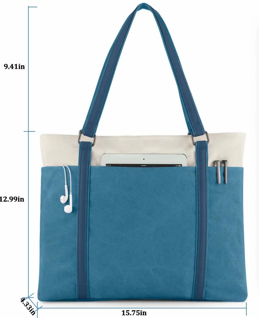 100% Organic Cotton Canvas Lady Shoulder Bag Fashion Design Laptop Handbag with Leather (RS-190821)