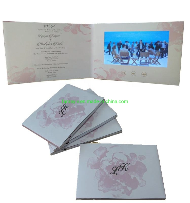 Beautiful Personalised 7inch LCD Video Greeting Brochure Card Gift for Wedding Invitation