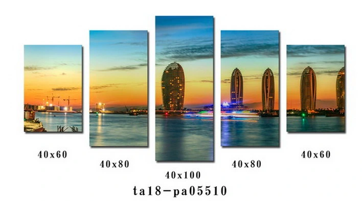 Hot Selling Drop Shipping Sea Sunset Canvas Painting for Wall Decor 5 Panel Landscape Oil Paintings Decoration Wall Art