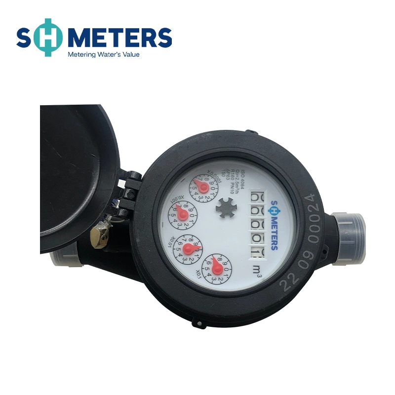 Class C Multi-Jet Dry Type Reed Switch Water Meter Plastic Material for School Pulse Read Display