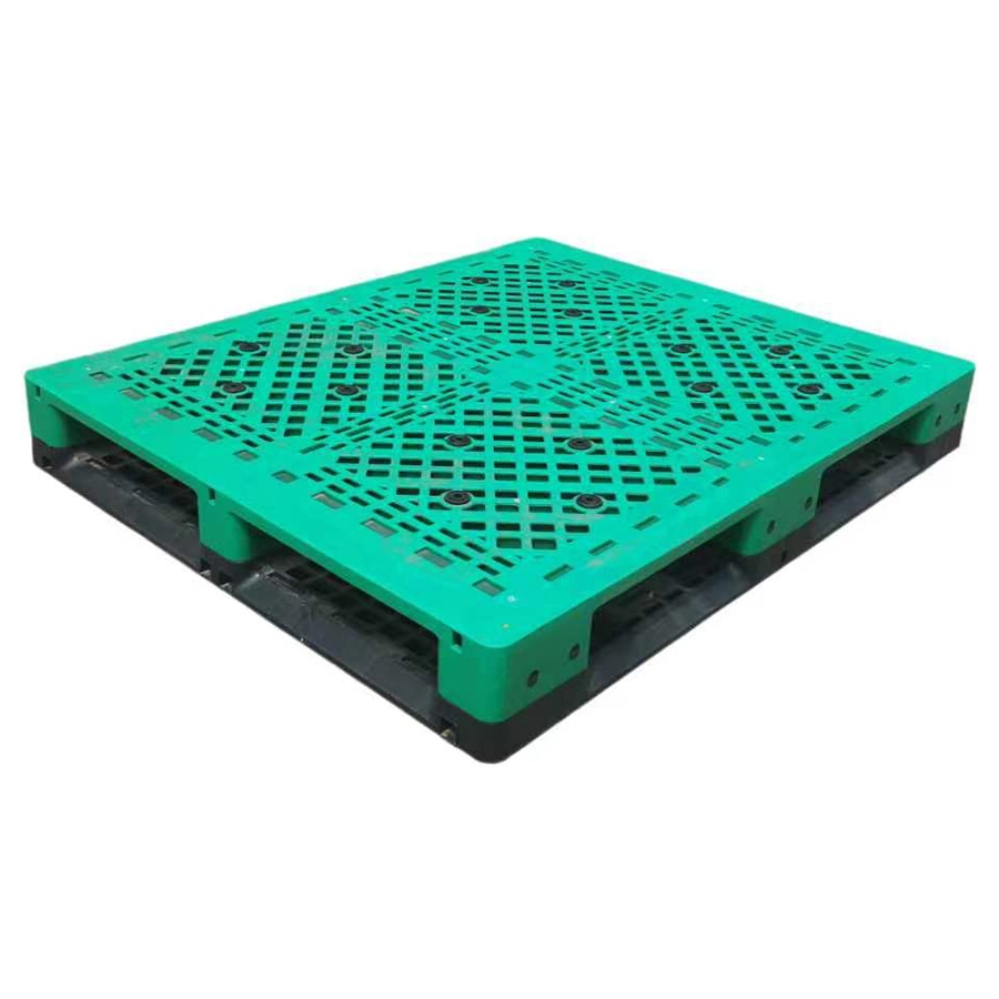 Rack de depósito reforçado com tubo de aço de plataforma Venilada combinada de 6 patins Palete de plástico