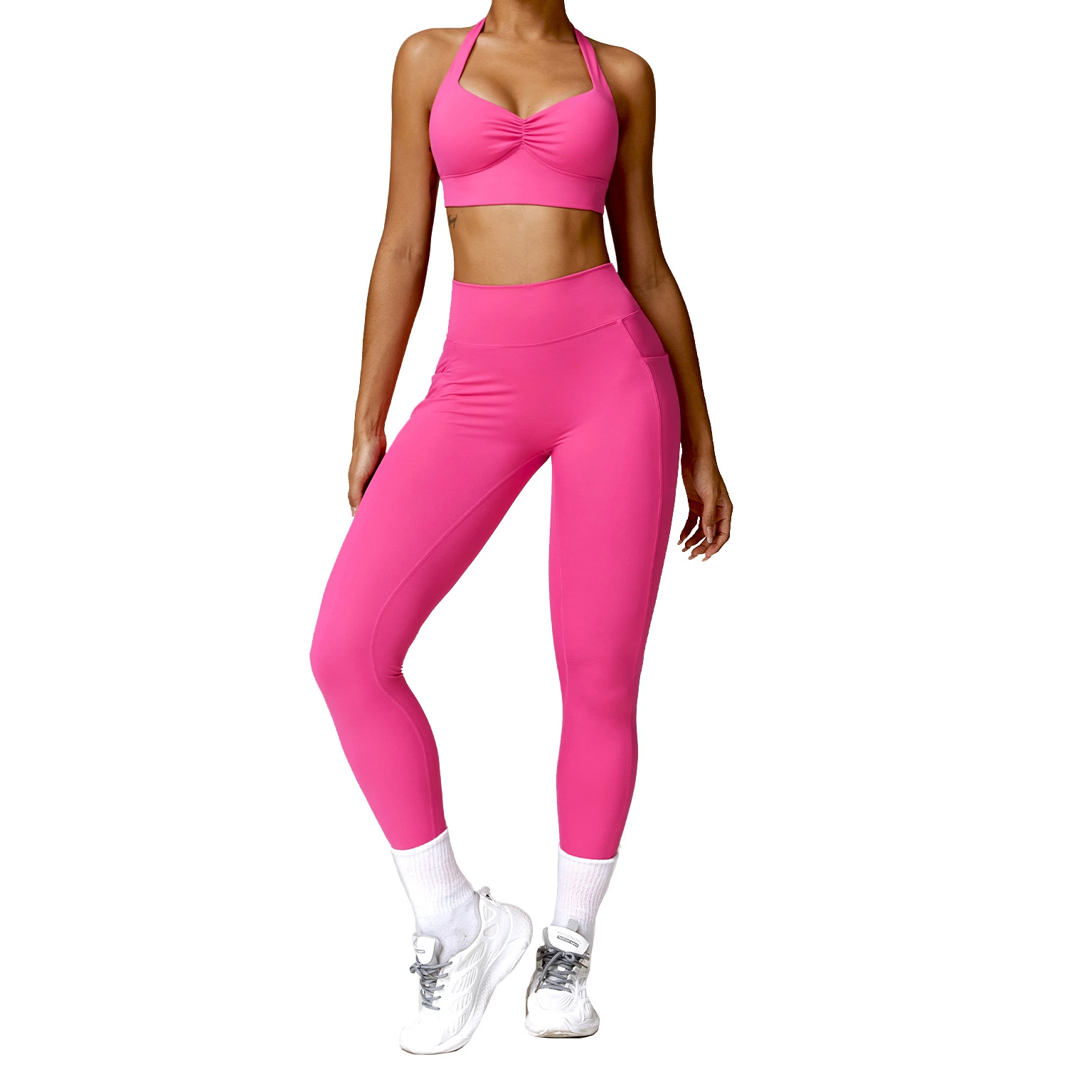 Wholesale 2 pièces Athreisure Fitness Clothing Push up Sport Brassière Leggings à effet boupied ensemble de yoga vêtements de sport pour femmes combinaison d'entraînement