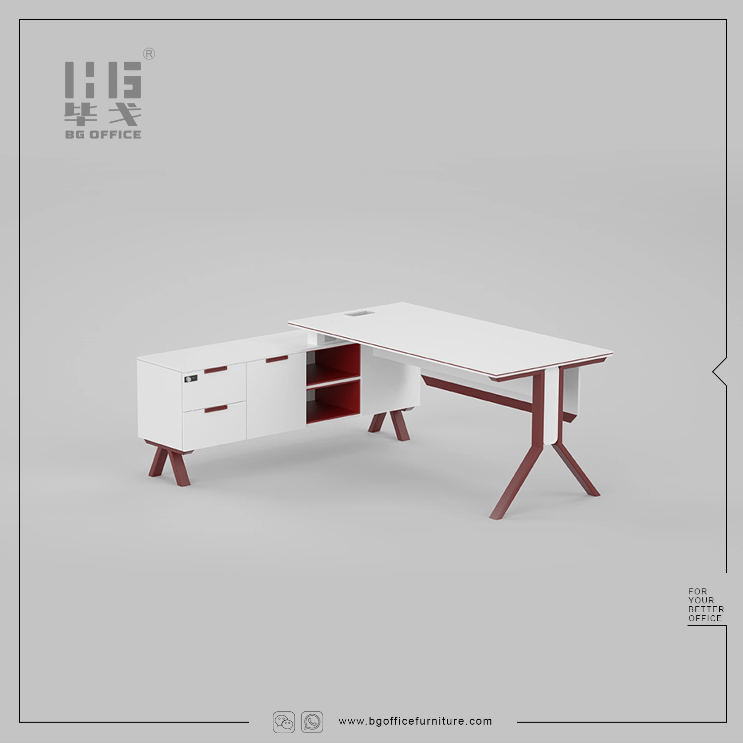 Wholesale/Supplier Modern Furniture Steel Leg Morandi White Red Office Desk Workstation