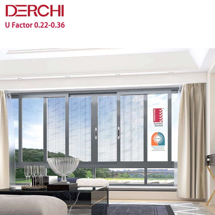 DDerchi Good Quality Aluminium Profile نافذة منزلقة أفقياً نوافذ زجاجية والباب