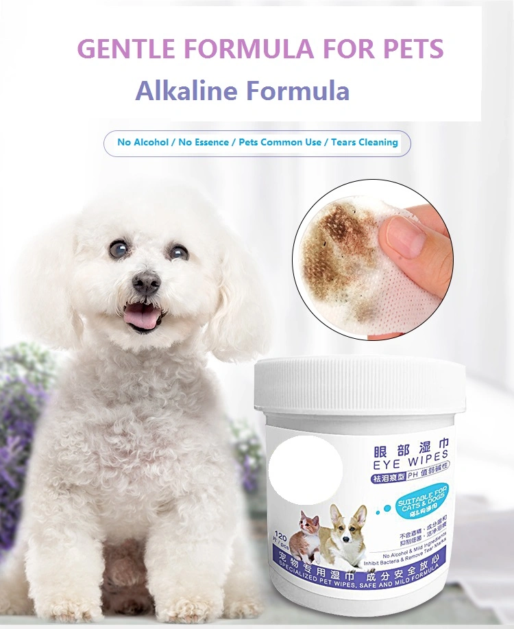 pH Alkalescence RO Pets Eye/Ear Wipes120PCS Easily Take No Alcohole&Mild Ingredients Inhibit Bacteria Remove Tear Marks Specialized Pet Wipes Safe and Mild Form