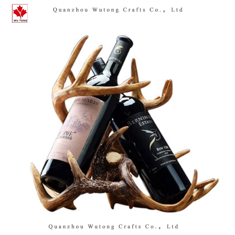 Custom Bottle to The Deer Antlers Figurine Resin Wine Rack