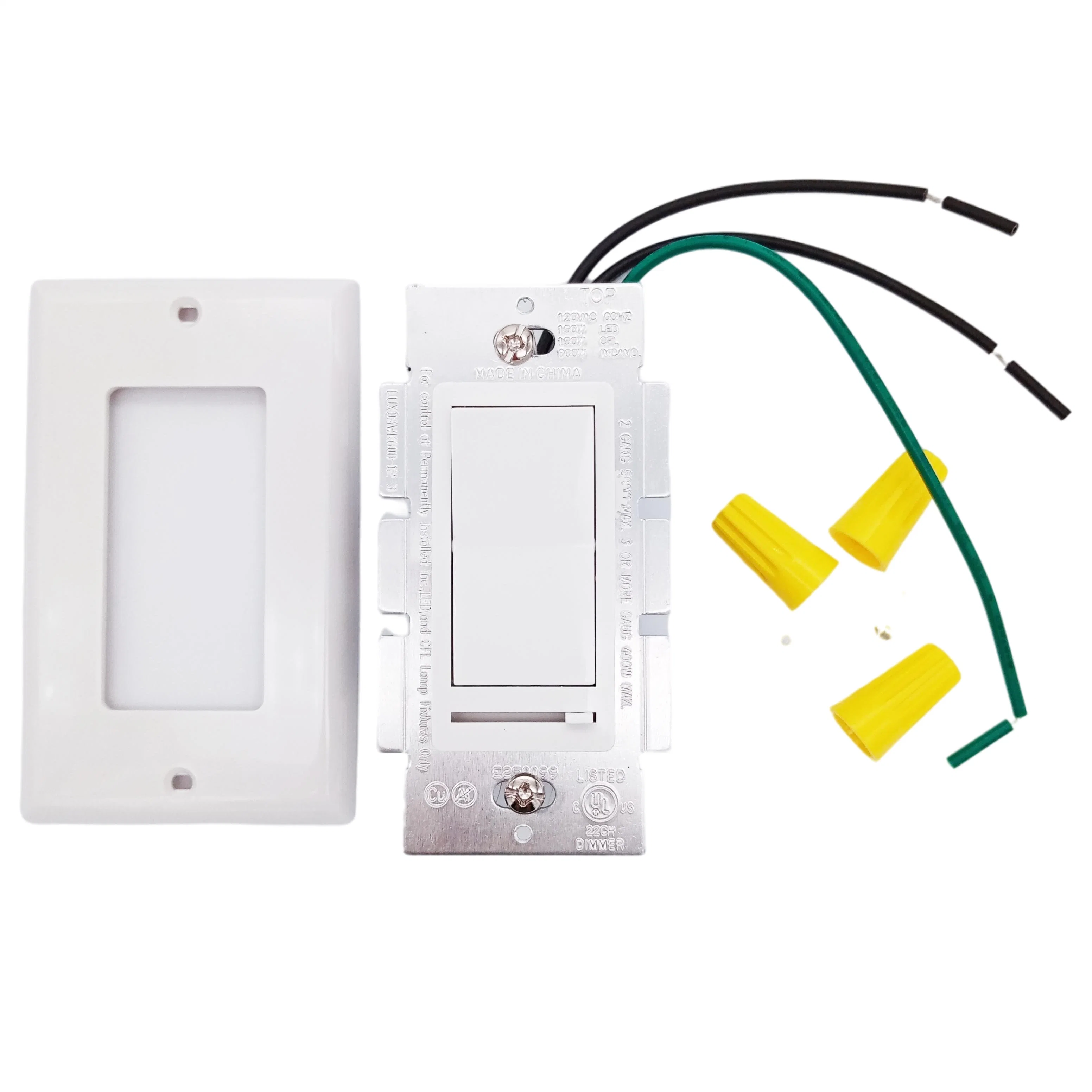 Decorator Slide Dimmer Switch, Adjustable Light Wheel, on/off Rocker, Single-Pole or 3-Way, Dimmable LED Incandescent and Halogen, ETL Listed