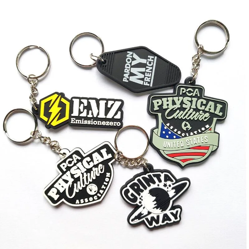 Custom Cute 2D 3D silicona Accesorios personalizados para coche Keyring Soft Llavero