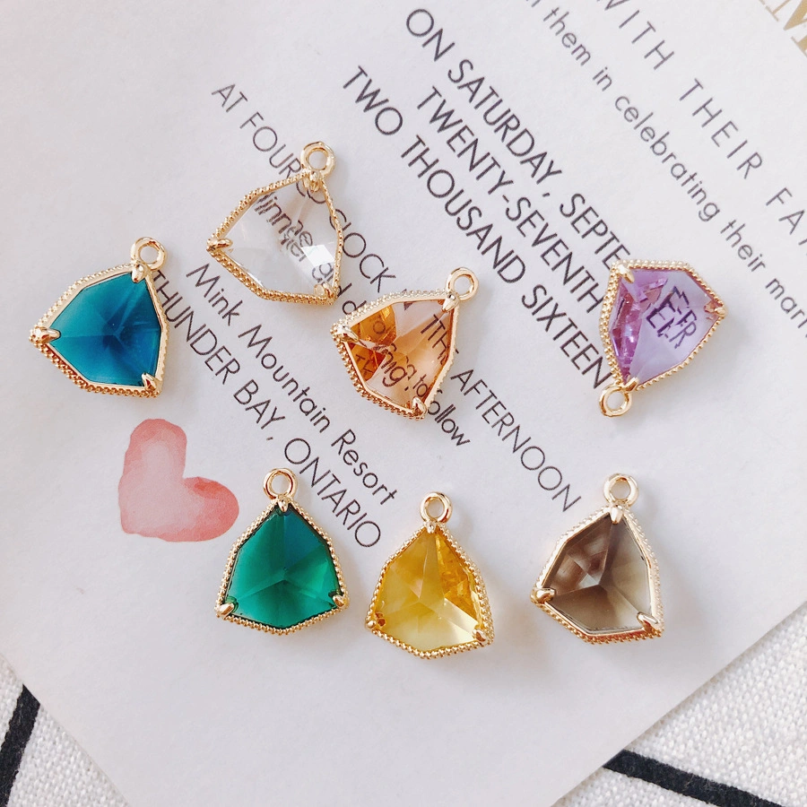 DIY Copper Plated Wrap Gold Diamond Mini Triangle Pendant Earrings Accessories