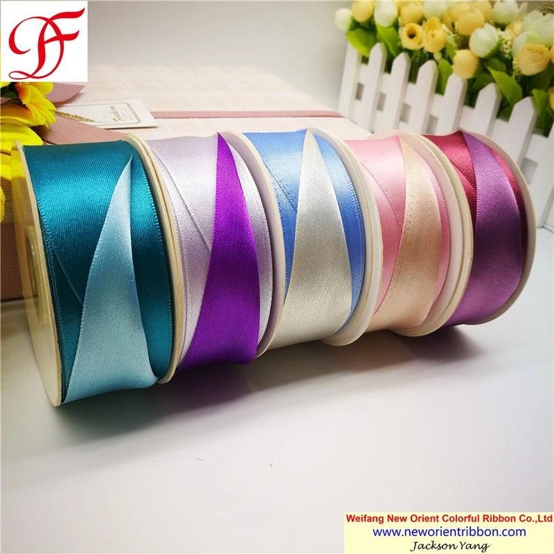 Factory Wholesale Customized/OEM Two-Color/ Bicolor Double Face Satin Ribbon for Bows/Decoration/Wrapping/Gifts Packing