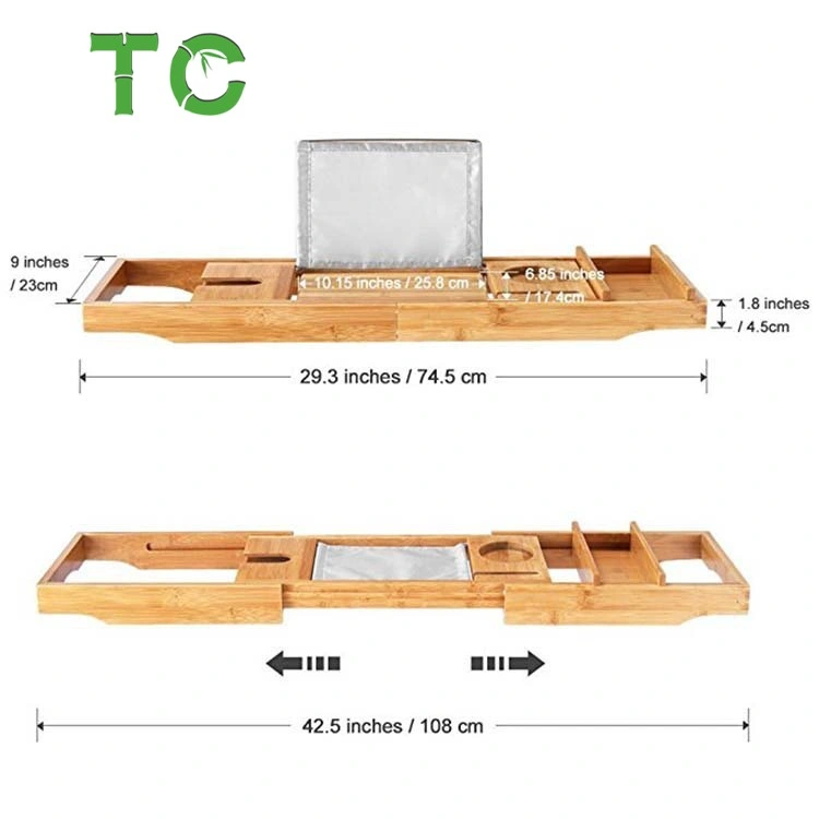 Luxury Bamboo Bath Caddy with Extending Sides