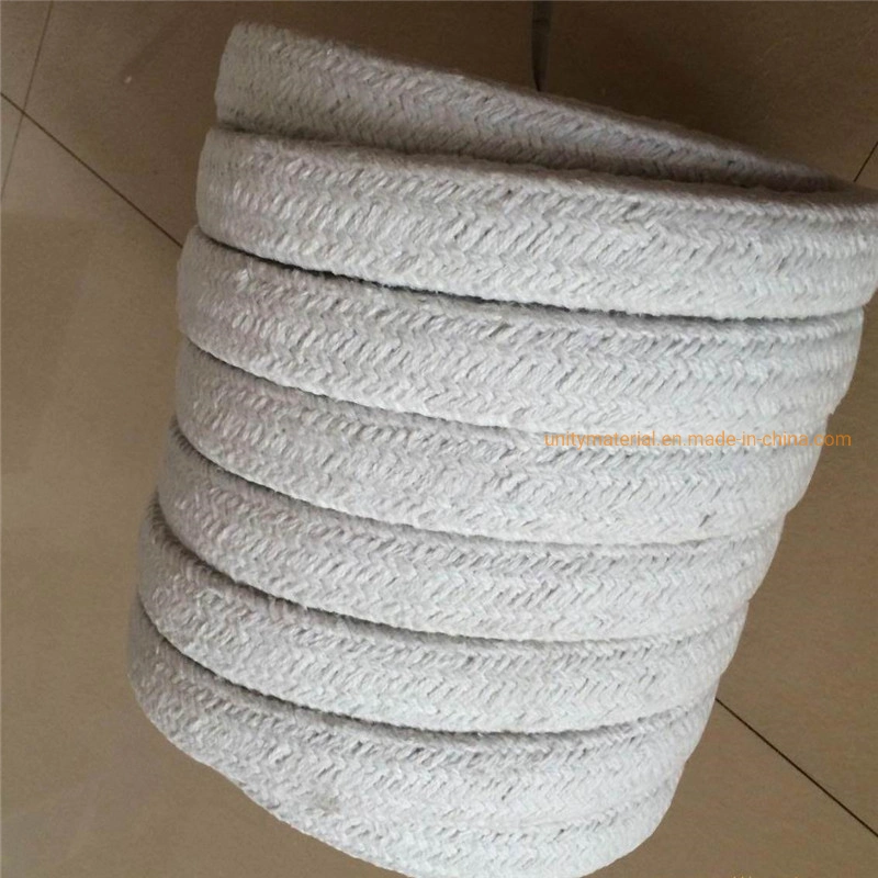 1260c Thermal Insulation Woven Braided Twist Round Square Ceramic Fiber Rope for Fireplace Furnace Sealing with Ss Steel / Fibre Glass Wire