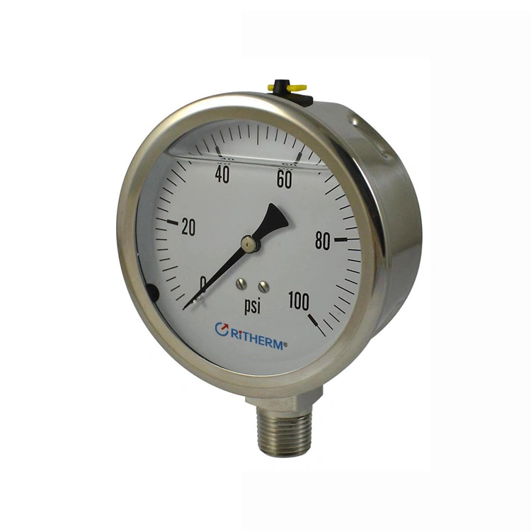 All Stainless Steel Oil Water Pointer Pressure Gauge 6bar 90psi with Bottom Connection