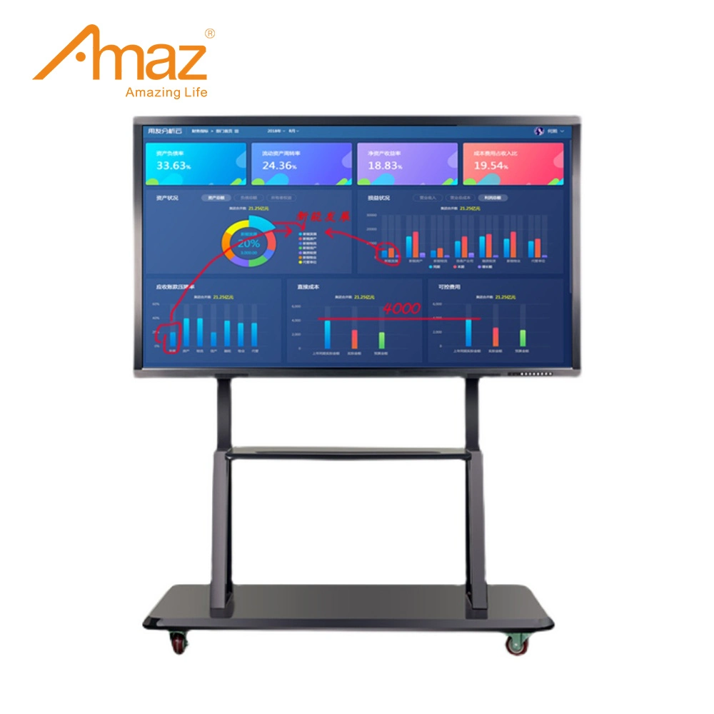 65 75 85 بوصة لوحات شاشة LCD التعليمية لوحة بيضاء ذكية تفاعلية لوحة معلومات تفاعلية لشاشة اللمس