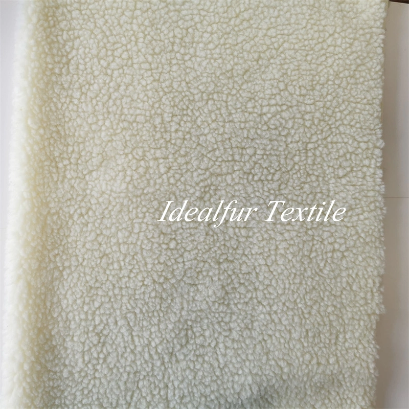 Raw White Sherpa Polyester Fake Sheep Fur Fabric