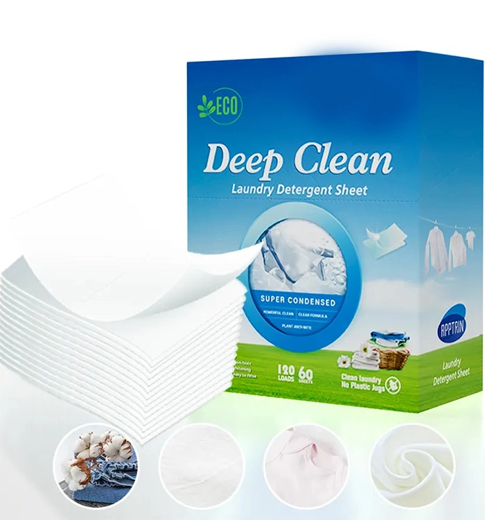 Private Label Detergent Sheet Natural Hypoallergenic & Biodegradable Washer Soap Strips Laundry Detergent Sheets Eco Friendly