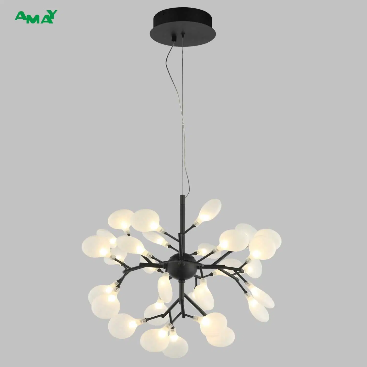 2023 Floral-Inspired Shapes Glass Golden Chandelier for Living Room