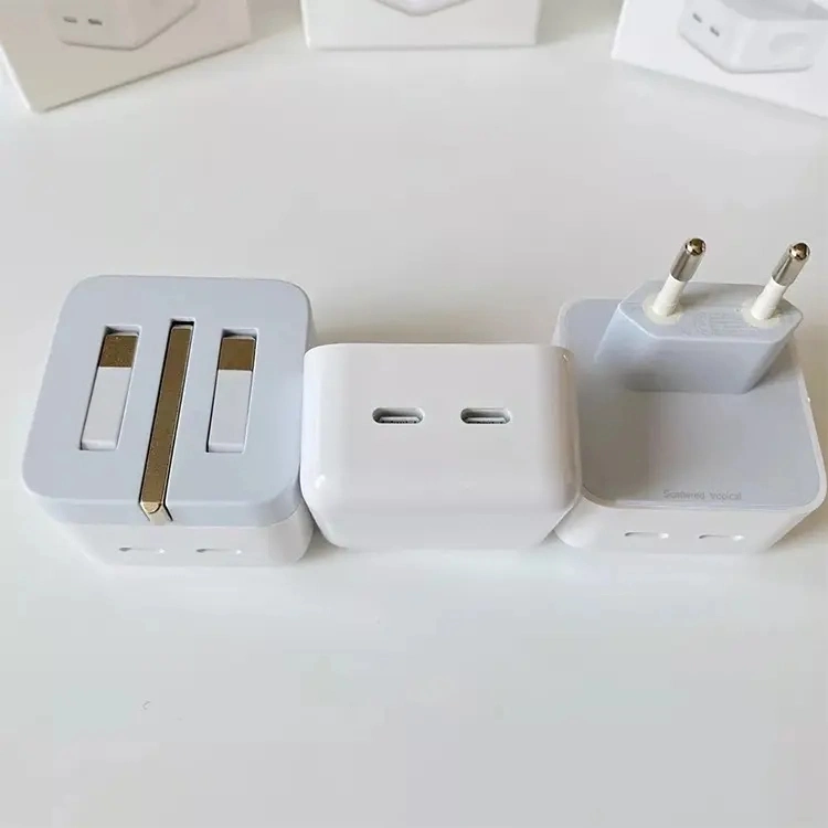 New Arrival 35W Dual USB-C Port Compact Power Adapter for iPhone 14 Mobile Phone White USB Wall Charger Type-C to iPhone Charger