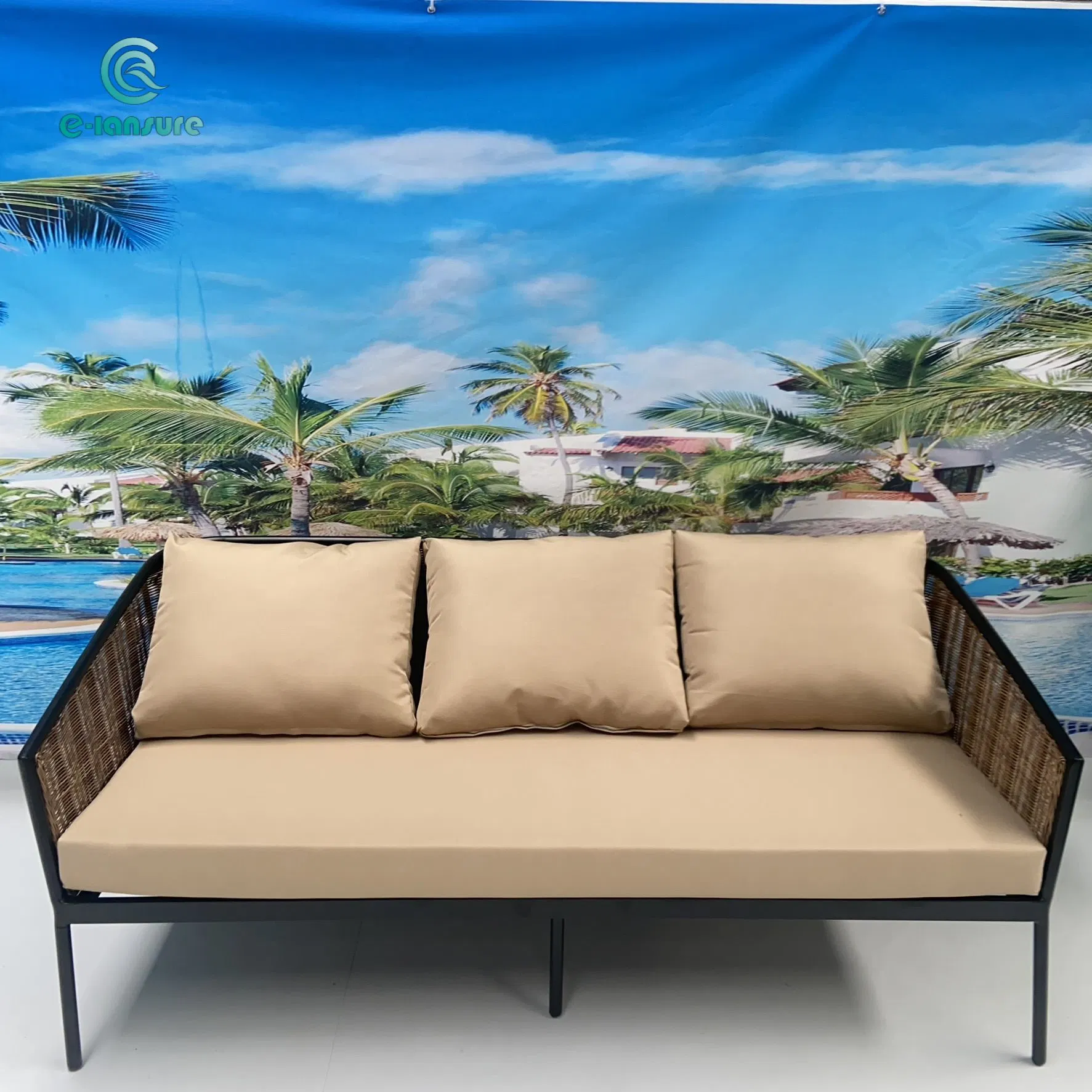 The Coastal Breeze Rattan Outdoor Sofa Exudes an Air of Coastal Elegance, Perfect for Lounging in Style Amidst The Great Outdoors.