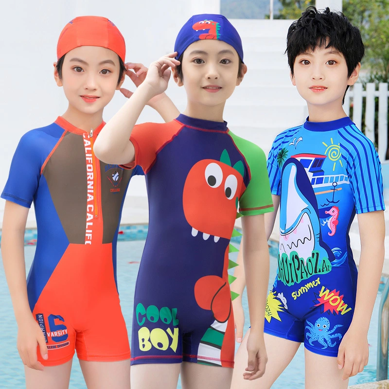 Cartoon Kids roupa de banho Boy Swimsuit calções de banho bebé prensa com uma tampa