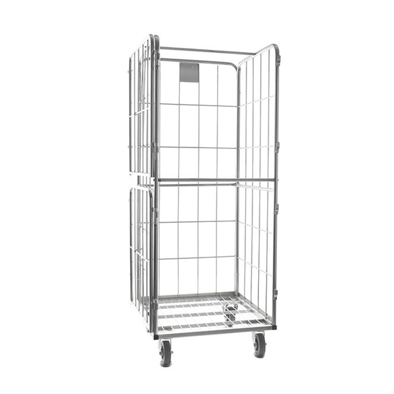 Chinese Furniture Manufacturer Hospital Cleaning Warehouse Metal Stainless Steel Workshop Folding Picking Dirty Roll Cart Laundry Cage Trolley