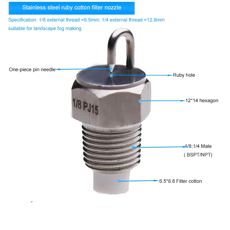 Fine Atomizing Nozzles Cooling System Pj Pin Garden Spray Water Fog Mist Nozzle