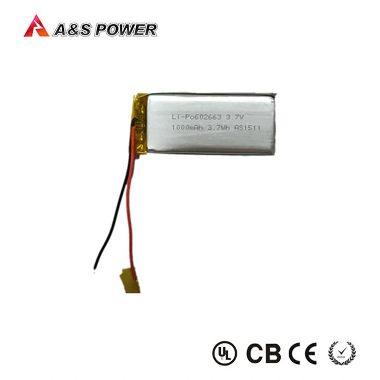 Hot Model 1000mAh 3.7V Li Ion Lithium Polymer Battery 602663 Rechargeable Lipo Battery with UL Kc Certificates