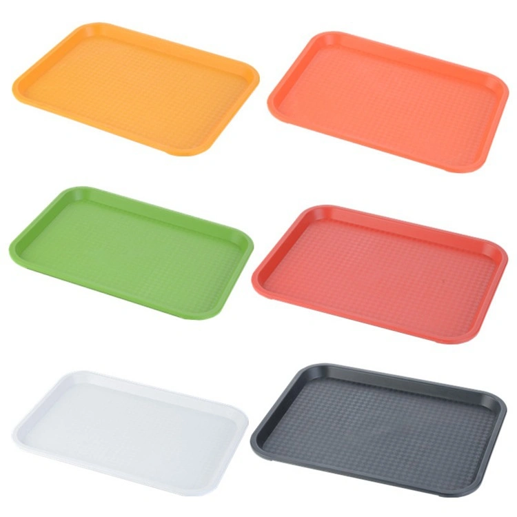 Hot Sale Square Retangular Colorful Plastic Fastfood Restaurant Tray