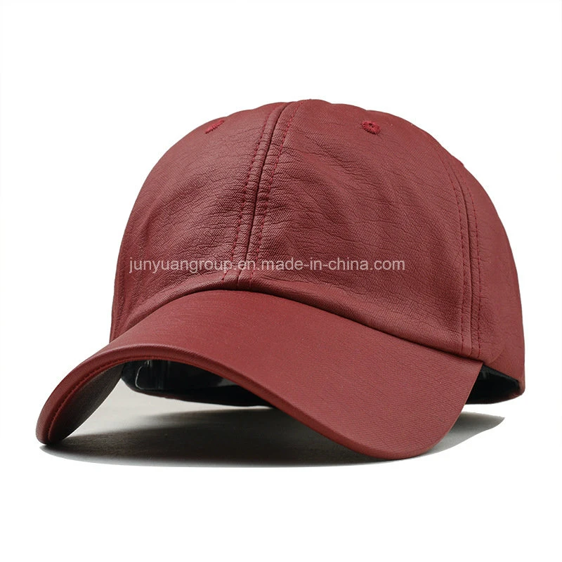 Hot-Sale personalizado de calidad 6-Panel de cuero falso Hat Gorra de béisbol