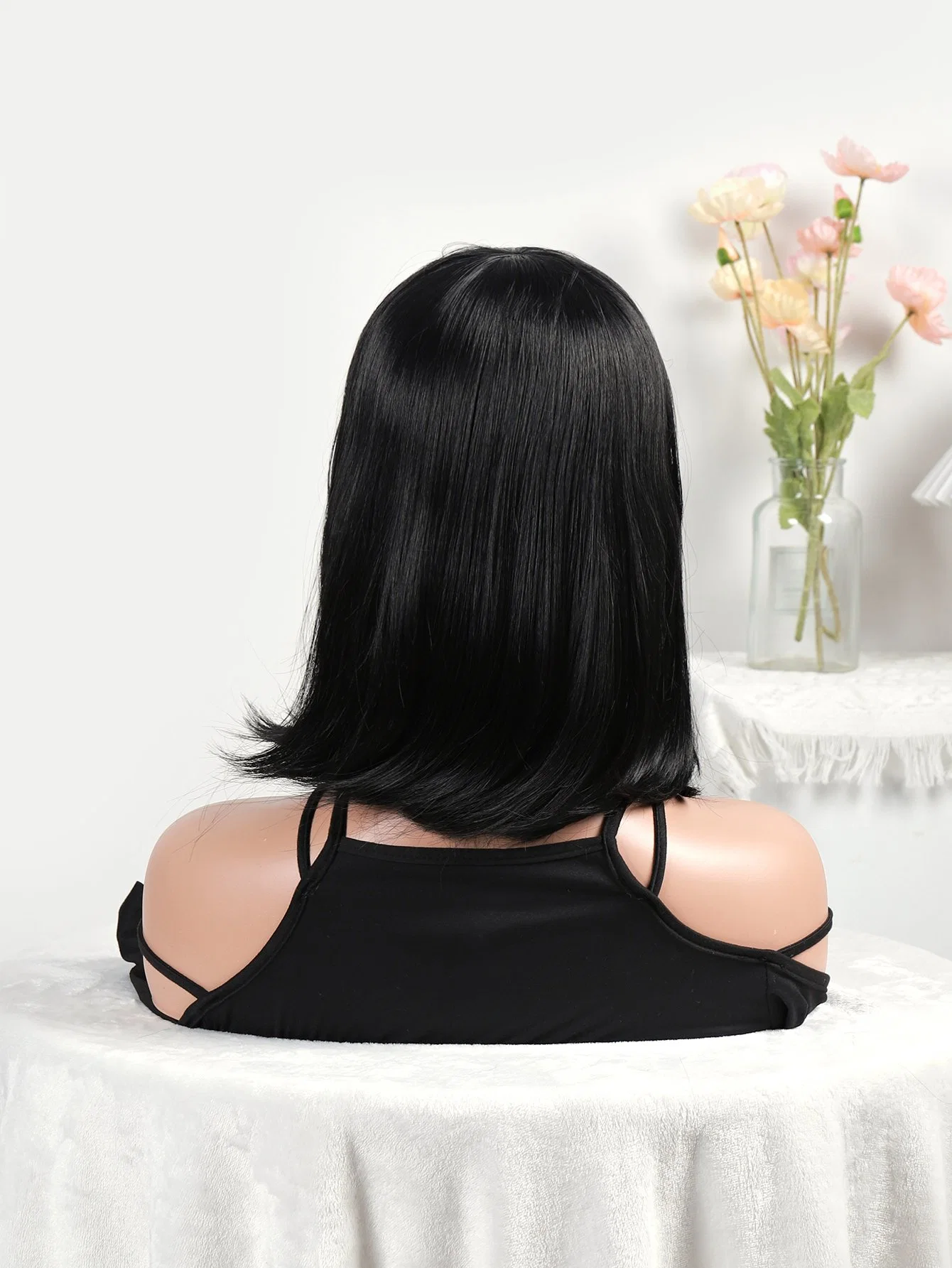 Cheap Straight Bob Wig with Bang Non Lace Machine Made Wigs