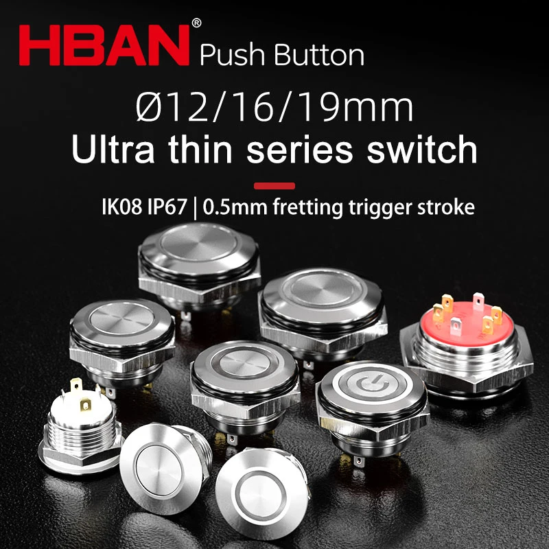 High quality/High cost performance  12mm Momentary IP67 Ring LED Metal Push Button Switch 12V